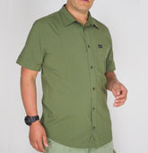 Mens Jack Wolfskin Egmont 1401692 Burnt Olive Short Sleeved Shirt